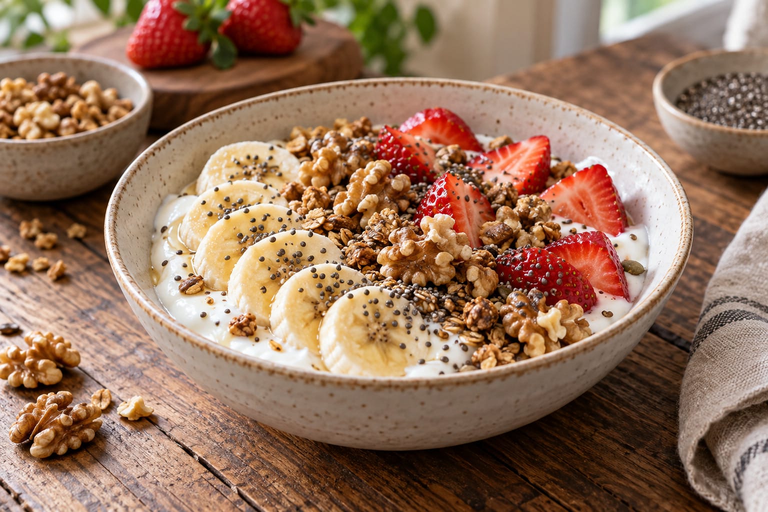 Yoğurtlu Muzlu Granola Kasesi