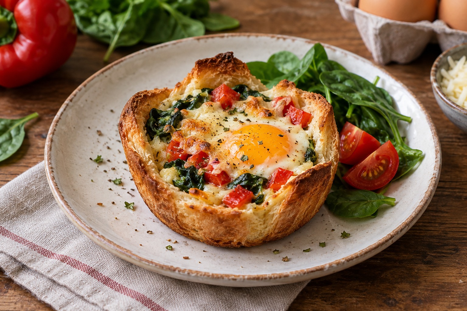 Yumurtalı Sebzeli Ekmek Kupaları